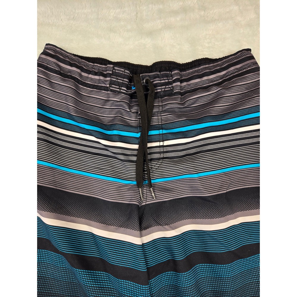 Ocean Pacific Mens Board Shorts Size M 32-34 Black Blue Striped Swim Trunks OP - Picture 8 of 12